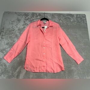 J Jill 100% Linen Button Down Shirt Women’s XS Guava Pink